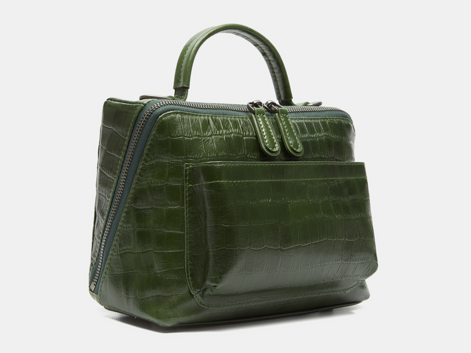Женская кожаная сумка "Крис" (зеленая кроко)